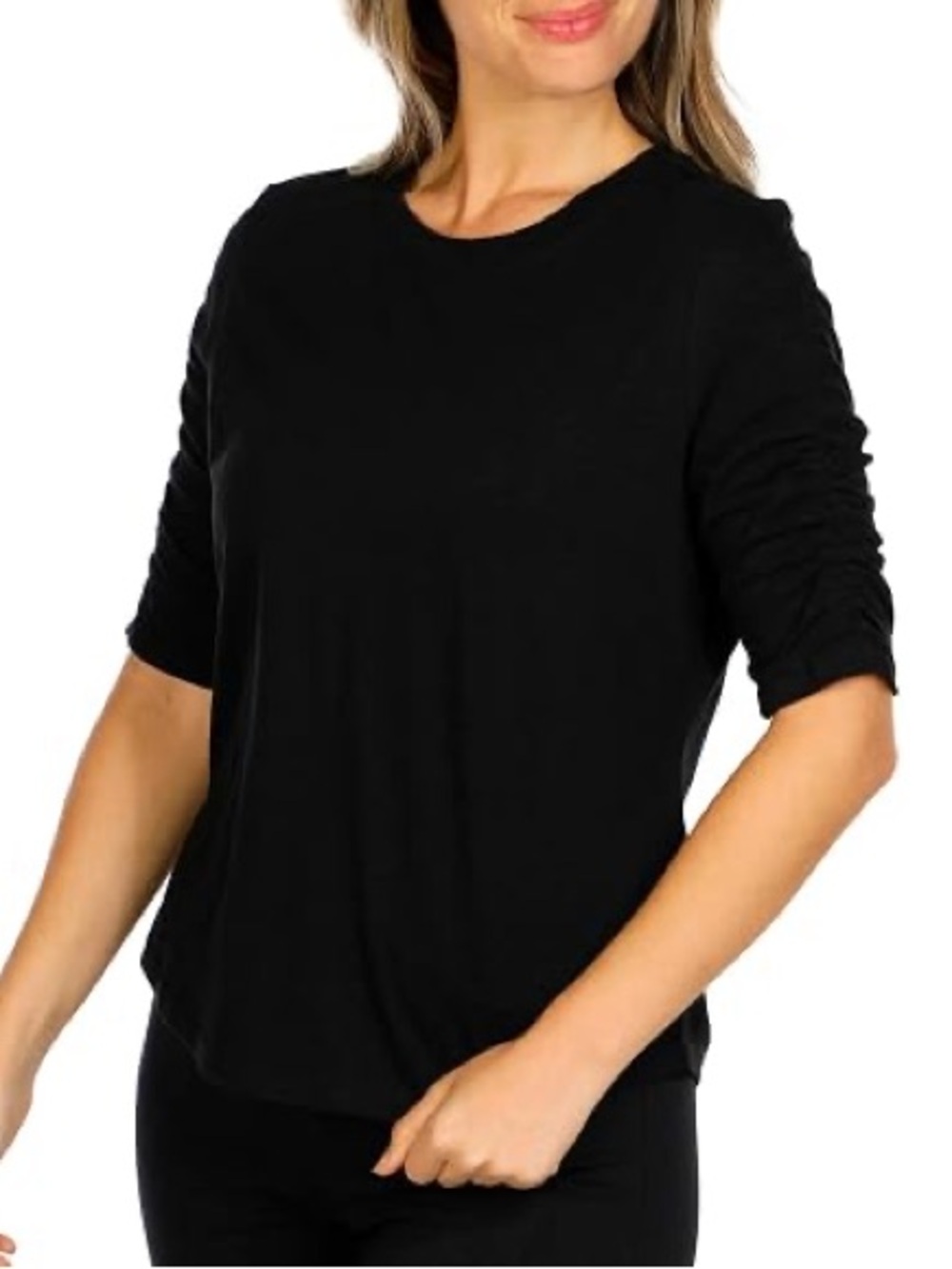 Dkny Black Short Sleeve Crewneck Top Size L